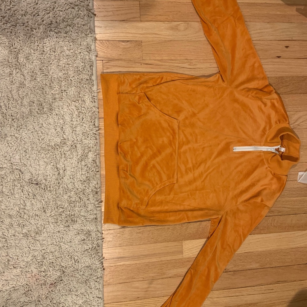 Ekouaer Women’s Medium Orange Velvet Tracksuit Sweatshirt